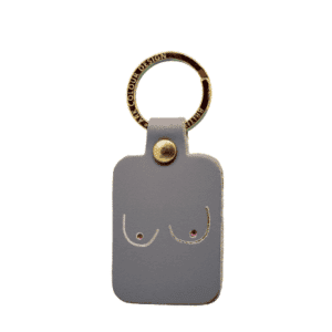 Leather keychain with boobs