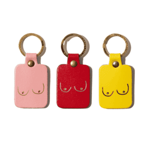 Leather keychain with boobs